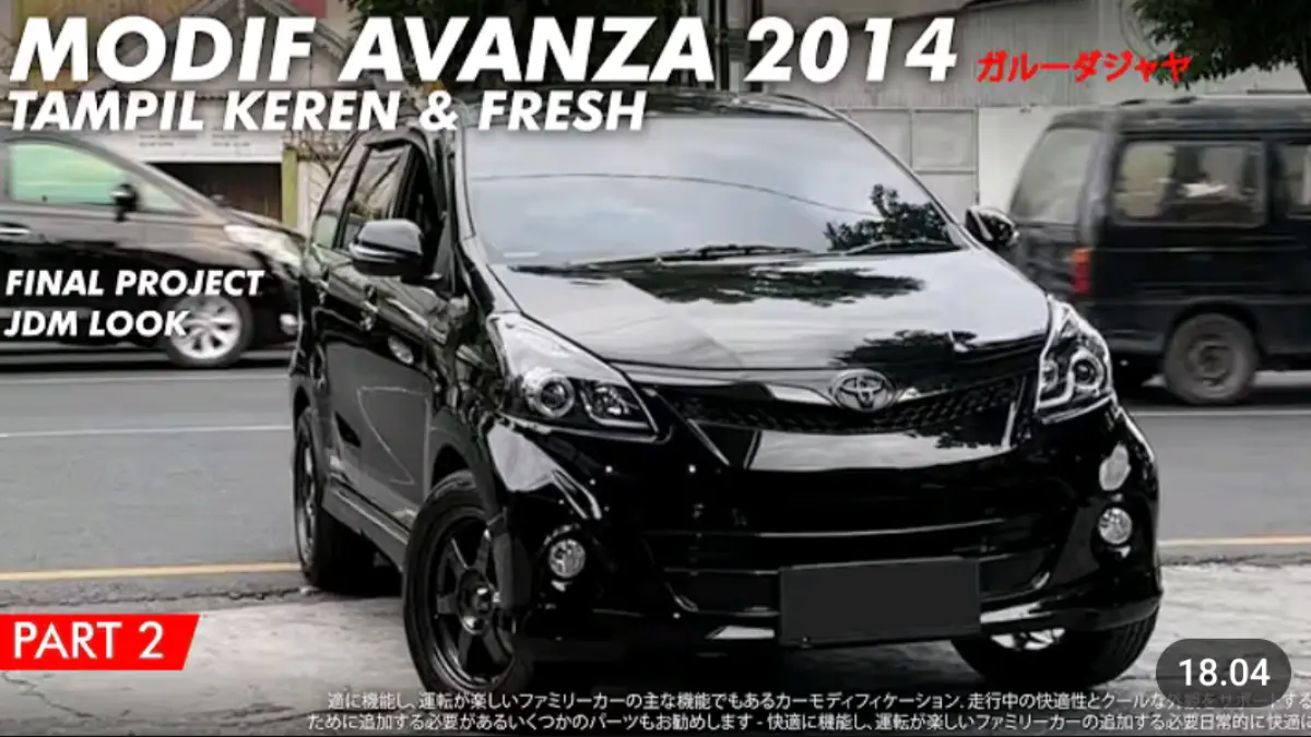 Modifikasi Toyota Avanza Veloz 2014 full black tampil gahar dengan velg ring 16, suspensi adjustable, interior hitam-biru dan audio OEM look.