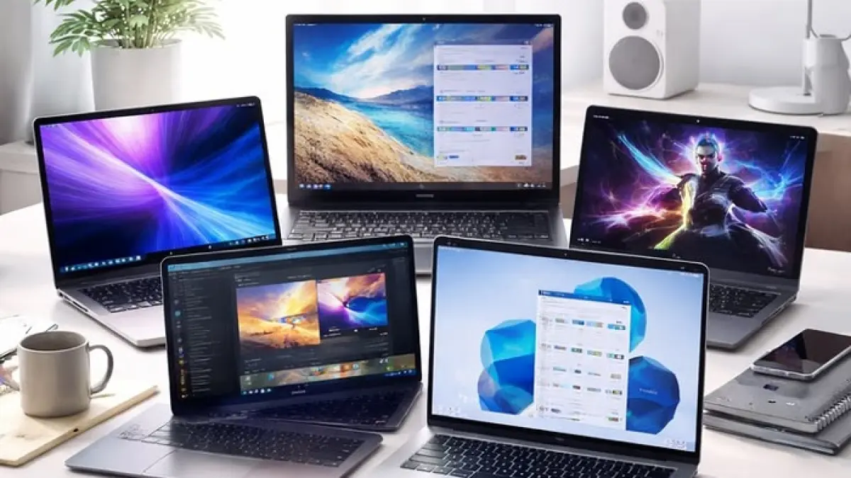 Rekomendasi laptop kuliah 2026 untuk mahasiswa. Ada Tecno, Axioo, Advan, Acer, hingga MacBook Neo dengan spesifikasi beragam.(Gemini AI)