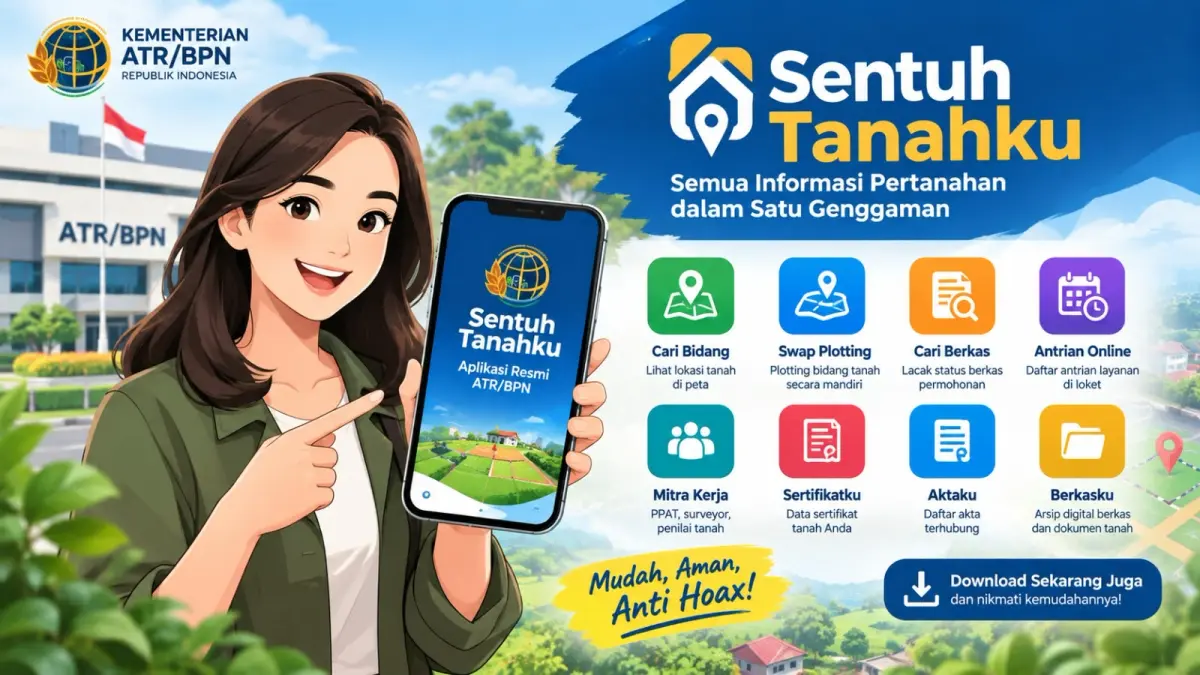 Aplikasi Sentuh Tanahku menyediakan berbagai layanan informasi pertanahan secara digital dalam satu genggaman.