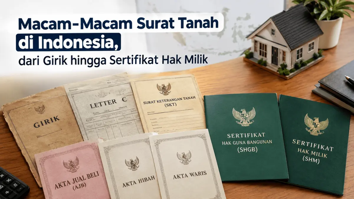 berbagai jenis surat tanah di Indonesia, mulai dari girik, AJB, hingga Sertifikat Hak Milik (SHM).