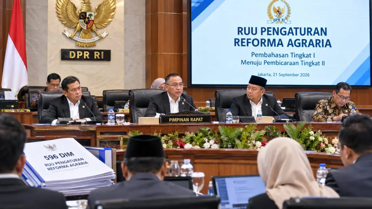 Pembahasan RUU Pengaturan Reforma Agraria dalam rapat DPR RI bersama pemerintah sebelum dilanjutkan ke pembicaraan tingkat II.