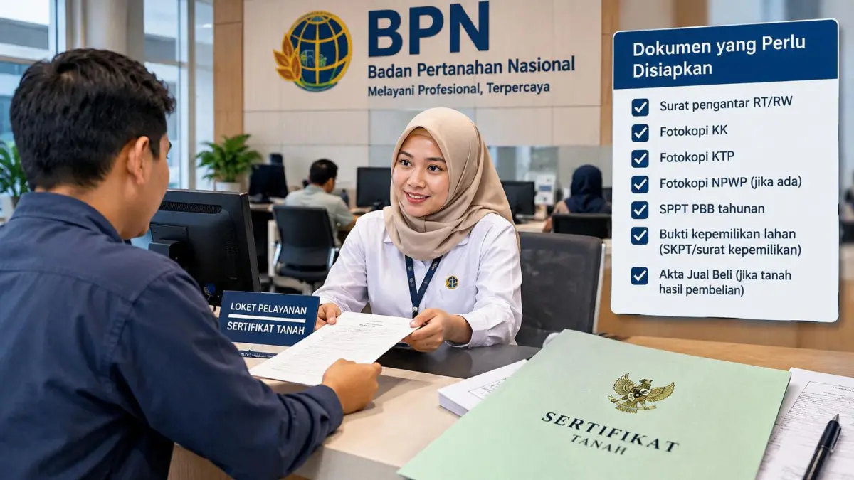 Petugas BPN melayani masyarakat yang mengajukan sertifikat tanah baru dengan membawa sejumlah dokumen persyaratan.