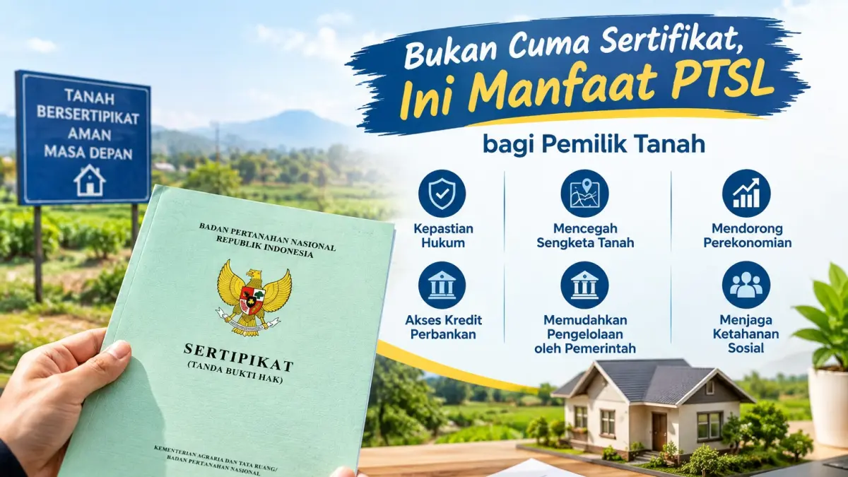 PTSL bukan sekadar sertifikasi tanah. Simak manfaatnya mulai kepastian hukum hingga mencegah sengketa tanah.