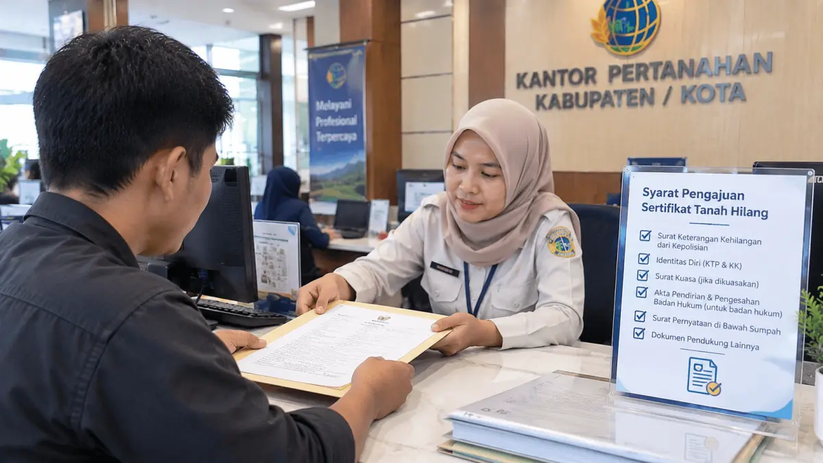 Syarat dokumen penggantian sertifikat tanah yang hilang.