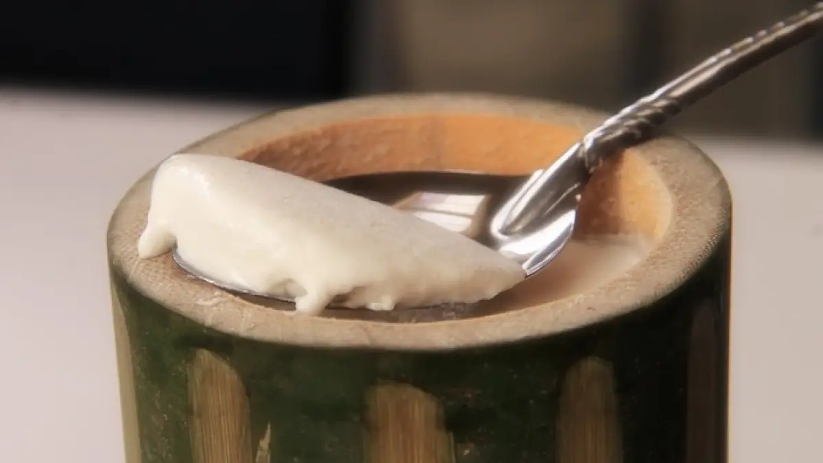 Ampiang Dadiah merupakan kuliner tradisional Minang dari susu kerbau yang difermentasi alami dan disajikan dengan ampiang, kelapa, serta gula aren.(Gemini AI)