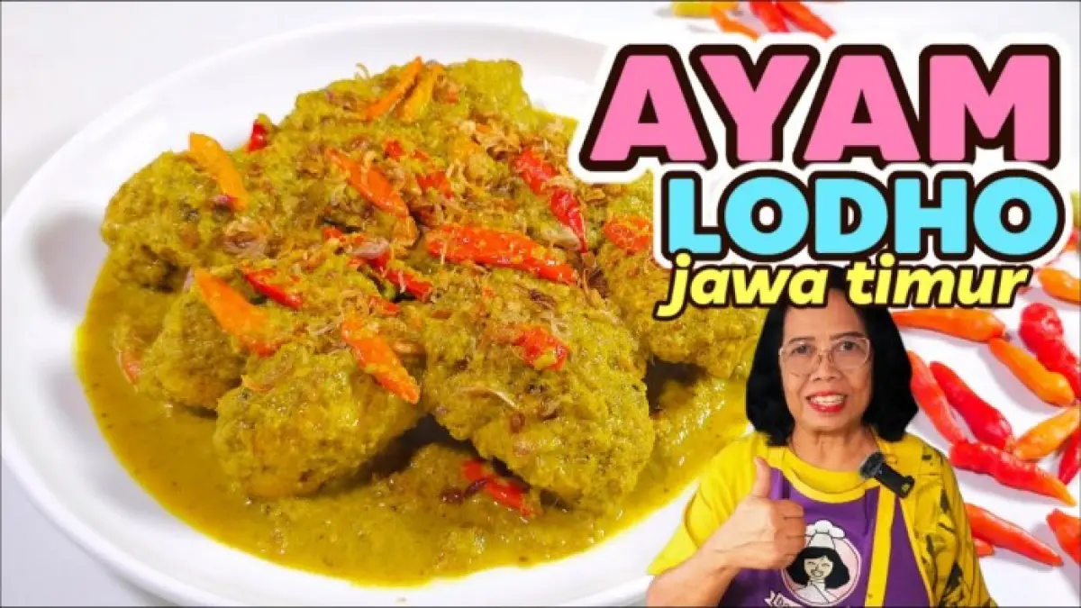Resep ayam lodho Jawa Timur dari Dapur Cantik Channel, menggunakan ayam panggang, cabai, rempah dan santan dengan kuah gurih nyemek-nyemek.