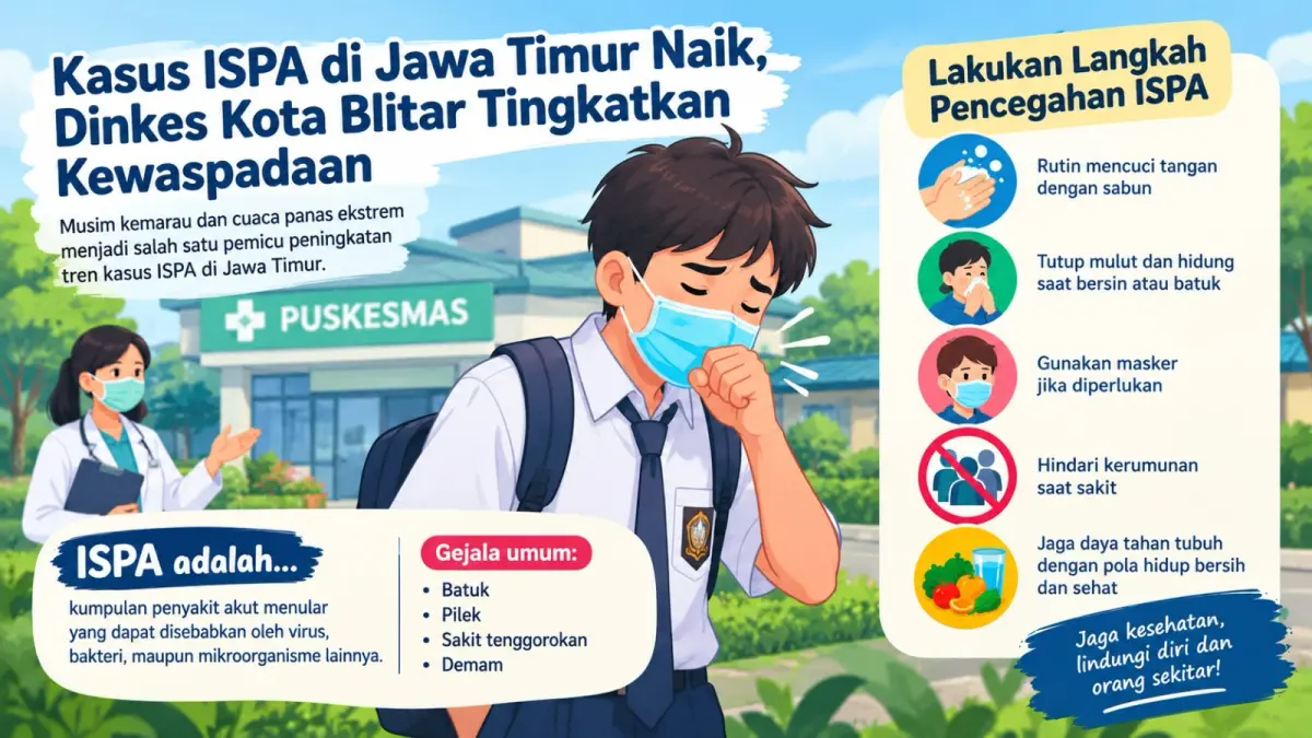 Dinkes Kota Blitar mengingatkan warga meningkatkan kewaspadaan terhadap ISPA saat musim kemarau.