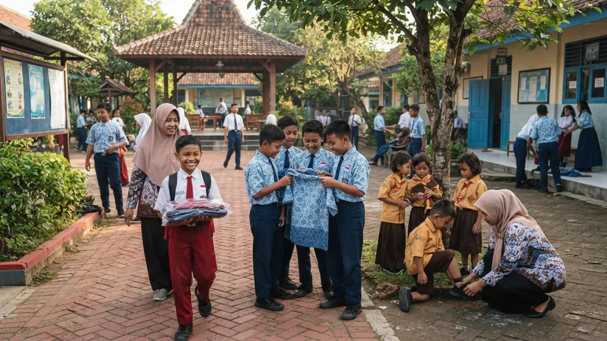 Ilustrasi Siswa sekolah negeri di Kota Blitar yang menjadi sasaran program pengadaan kain seragam.
