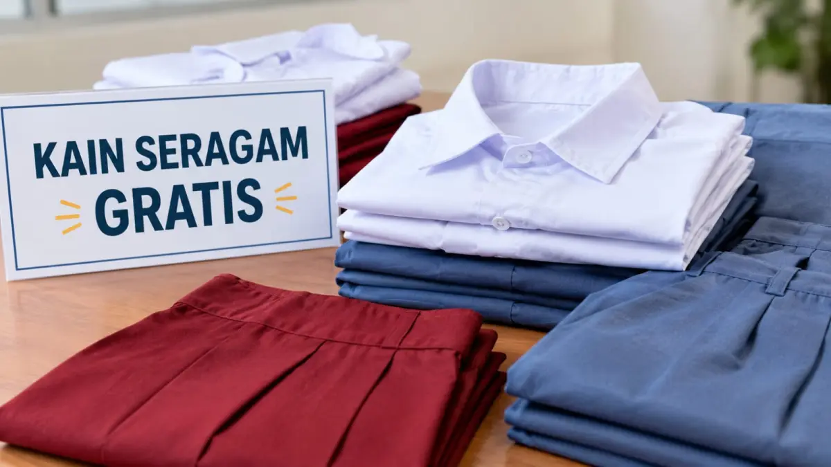 Kain seragam sekolah yang akan dibagikan secara gratis kepada ribuan siswa negeri di Kota Blitar.