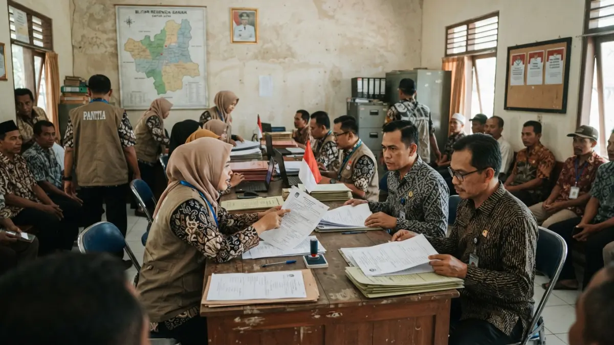 Panitia Pilkades Serentak 2026 Kabupaten Blitar melakukan proses administrasi dan pencalonan kepala desa.