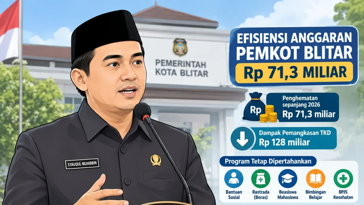 EFISIENSI ANGGARAN: Pemkot Blitar hemat Rp71,3 miliar sepanjang 2026.