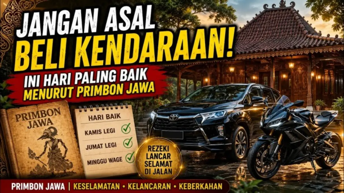 Hari baik membeli kendaraan menurut Primbon Jawa mencakup Kamis Legi, Jumat Legi, dan Minggu Wage. Simak selengkapnya.