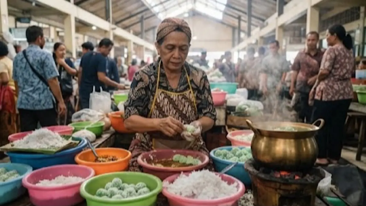 Jajanan pasar tradisional Indonesia punya banyak jenis, dari lemper, nagasari, klepon hingga kue lapis.(geminii AI)