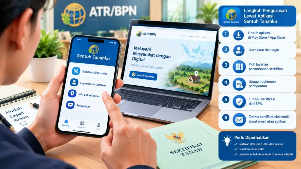 Pengurusan sertifikat elektronik bisa dilakukan melalui aplikasi Sentuh Tanahku