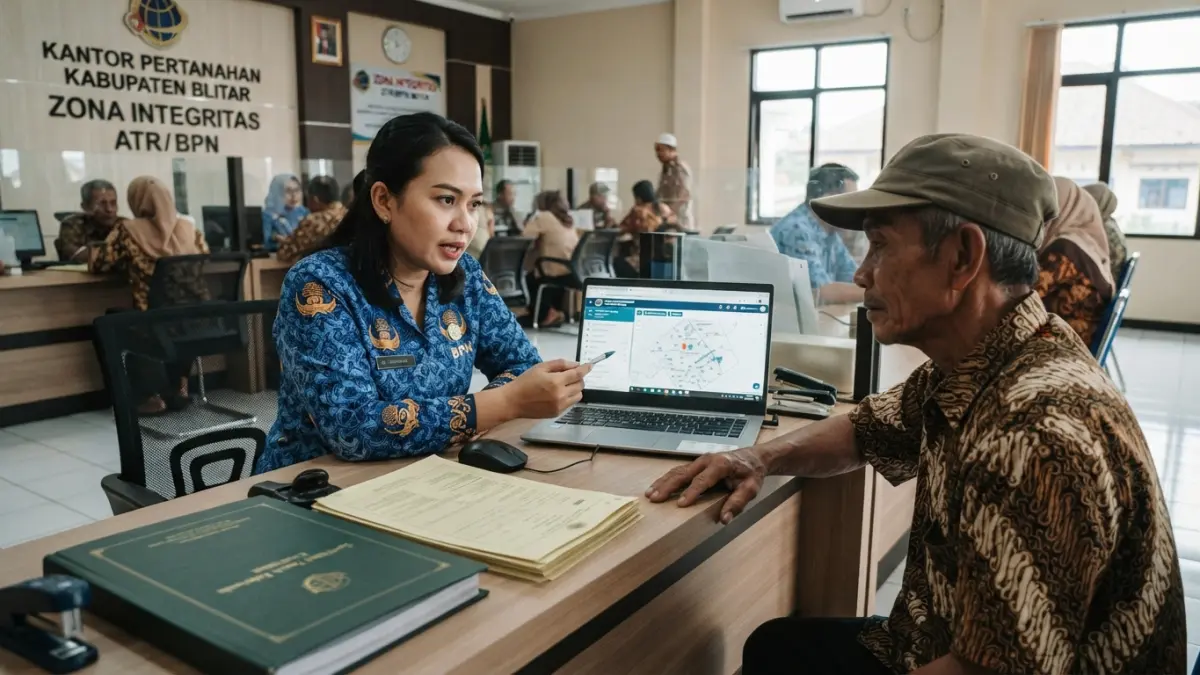 Petugas memperlihatkan layanan Sertifikat Tanah Elektronik kepada masyarakat.