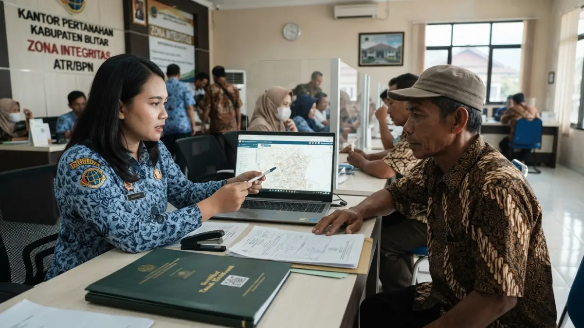 Petugas menjelaskan layanan Sertifikat Tanah Elektronik kepada masyarakat.