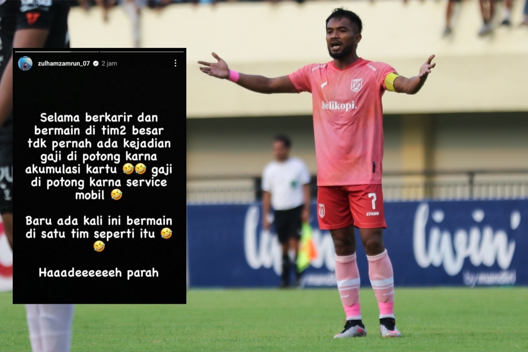 Tangkapan layar IG story @zulhaamzamrun_07 pada hari Selasa (22/5), Kapten Persela ini curhat terkait gaji yang dipotong salah satu alasannya karena servis mobil (Anjar. / Radar Lamongan)