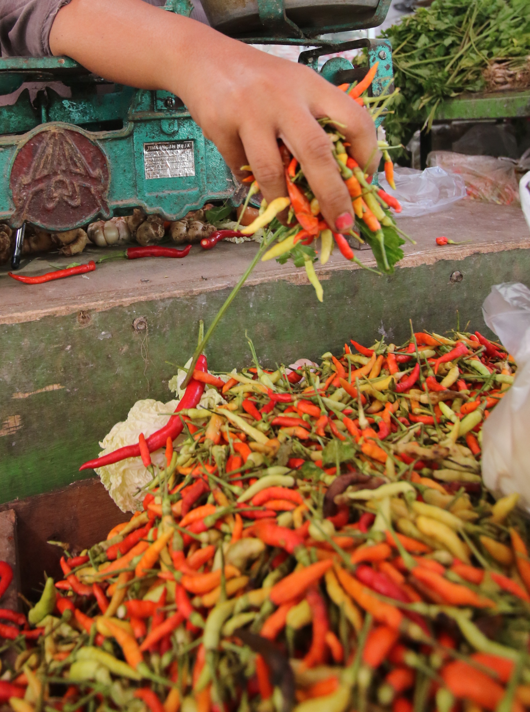 HARGA MULAI NAIK: Cabai yang dijual di Pasar Sidoharjo, Lamongan. Kenaikan harga cabai disebabkan sebagian petani gagal panen. (DOK/RADAR LAMONGAN)