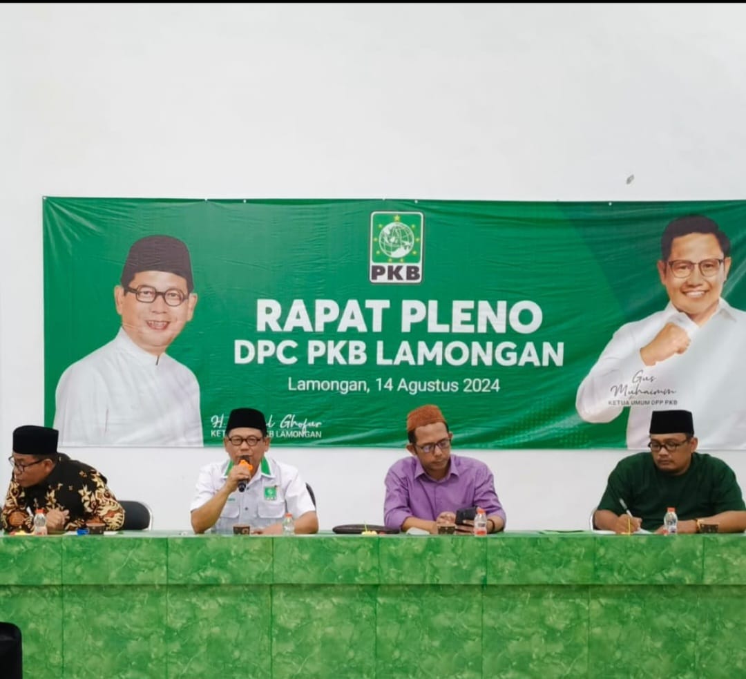 DUKUNG CAK IMIN: Rapat Pleno DPC PKB Lamongan memutuskan mendukung kembali Muhaimin Iskandar menjadi ketua DPP PKB. (IST/RDR.LMG)