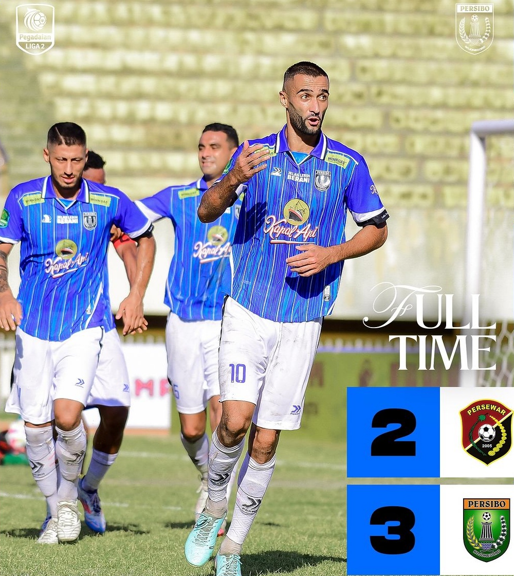 SAPU BERSIH : Persibo berhasil membawa pulang 6 poin dalam lawatannya ke Papua. (Instagram Persibo Bojonegoro)