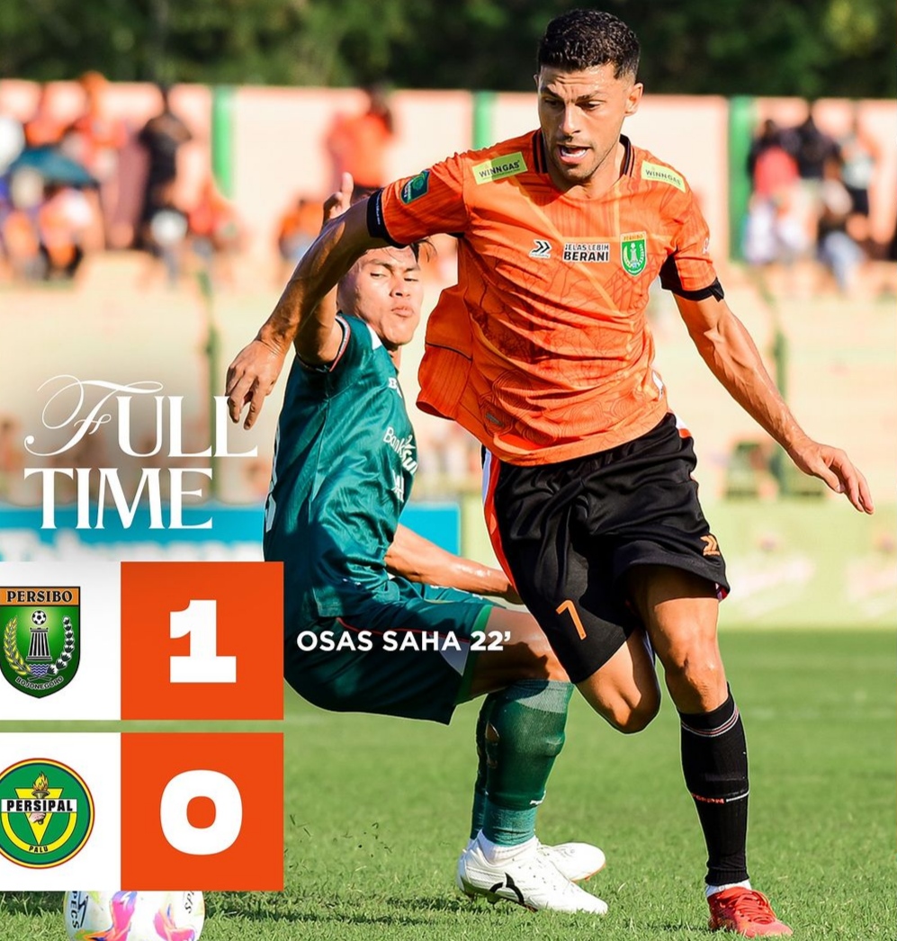KOKOH DI PUNCAK : Persibo berhasil mengalahkan pesaing terdekatnya Persipal Palu dengan skor tipis 1-0. (Instagram Persibo)