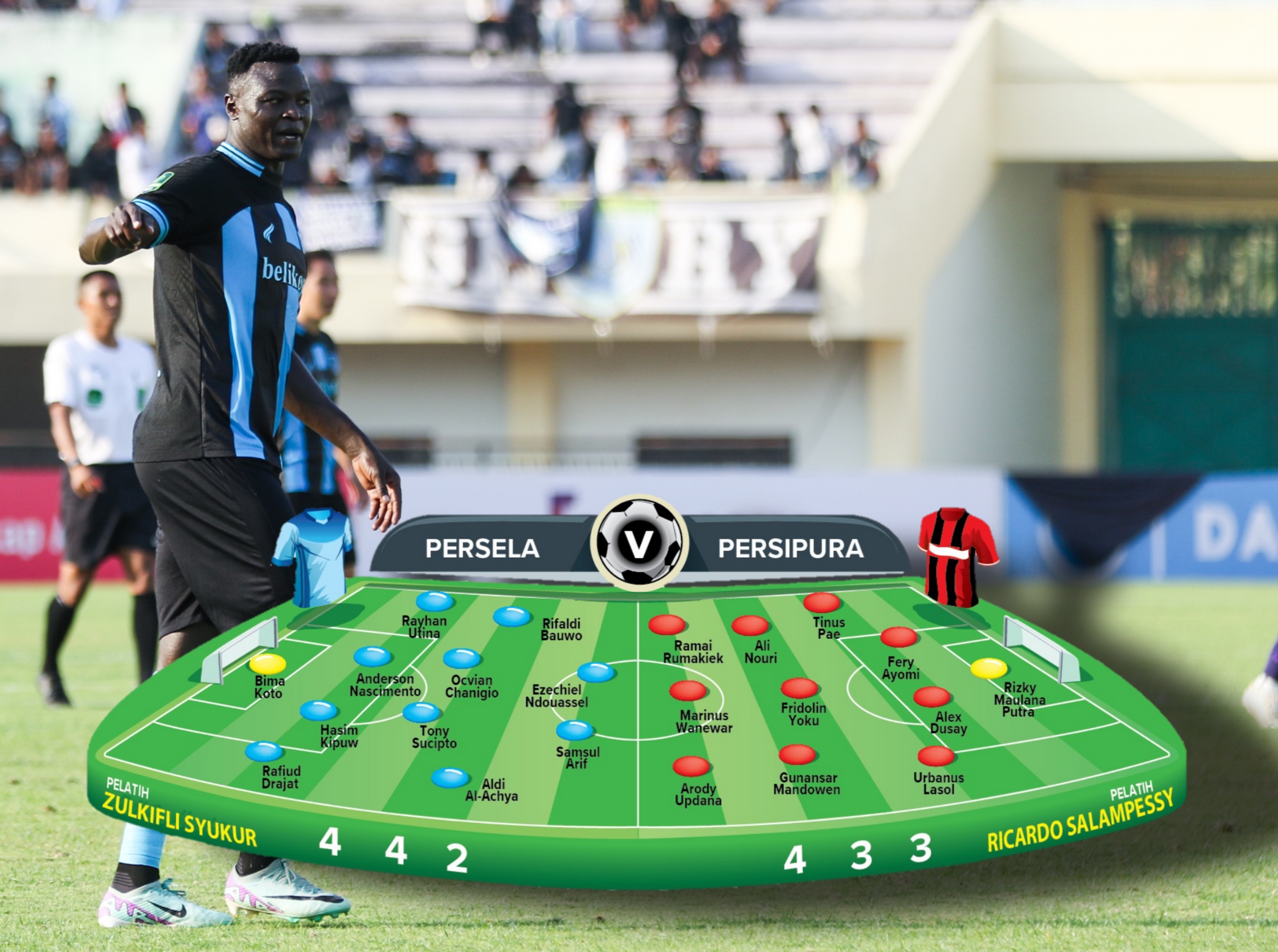 MESIN GOL: Ezechiel Ndouassel masih menjadi tumpuan lini depan Persela saat menjamu Persipura.&nbsp;(Anjar. / Radar Lamongan)