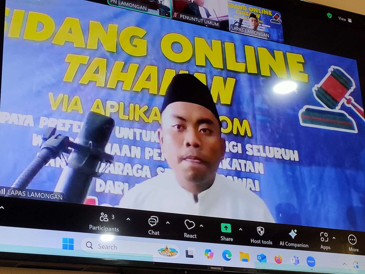 SIDANG ONLINE: Revany Alief Saputra menjalani sidang kasus sabu &ndash; sabu. (IST/RDR.LMG)