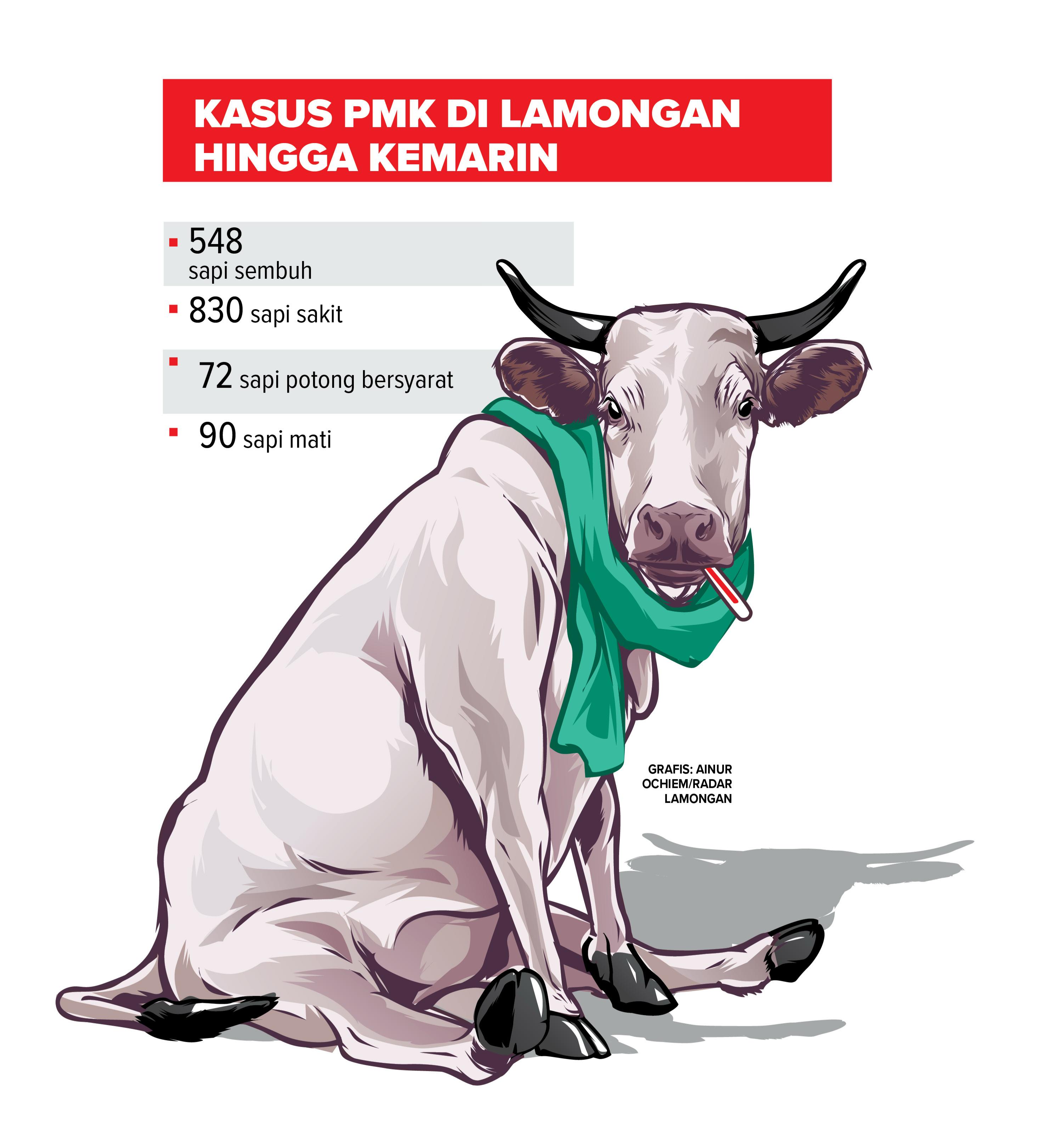 Kasus PMK di Lamongan hingga kemarin (4/2). (Ainur Ochiem/Radar Bojonegoro)