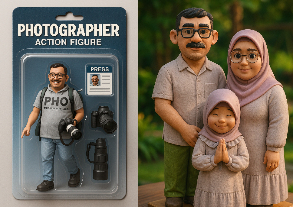 Beberapa contoh hasil perubahan foto menggunakan ChatGTP dengan gaya lebih menarik.