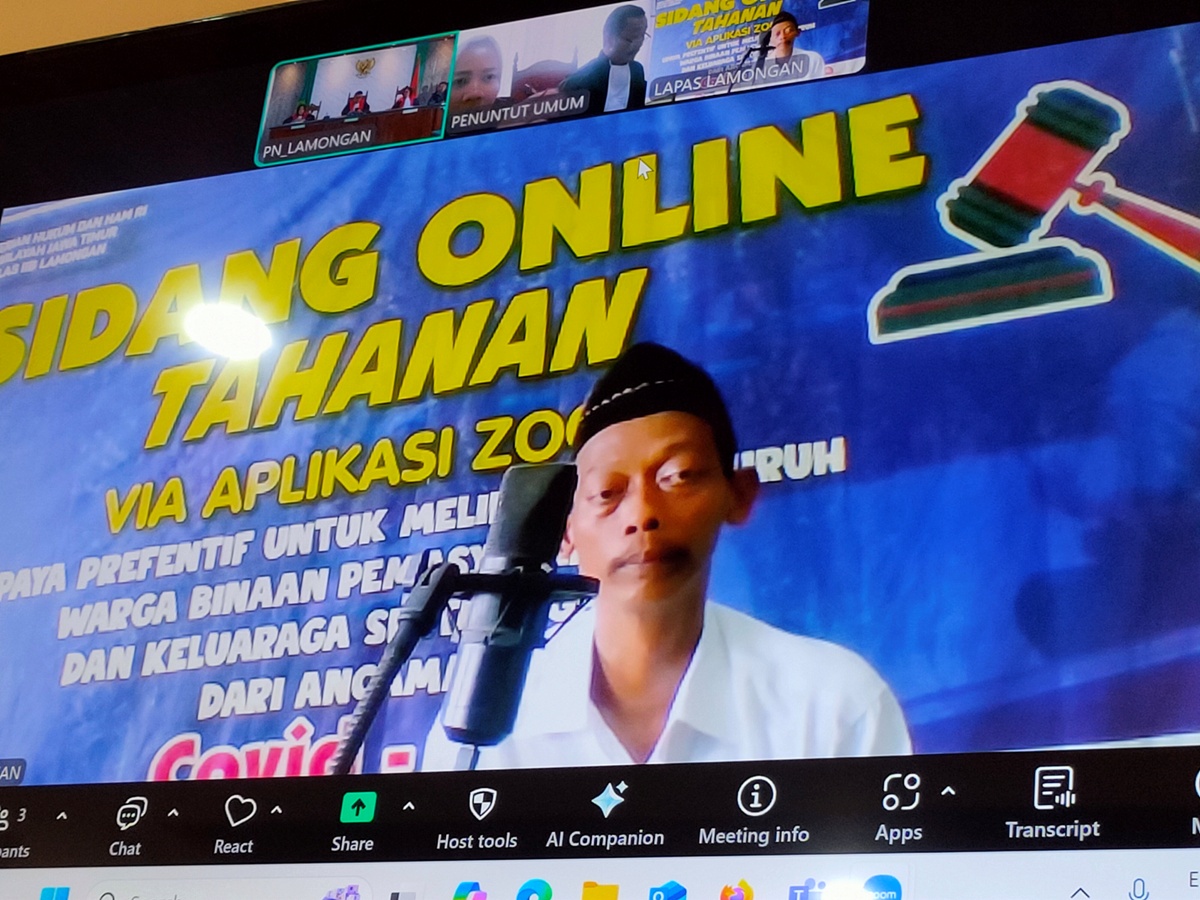 GARA - GARA JUDOL: Heri Suhandoko menjalani persidangan secara online di Pengadilan Negeri Lamongan. (IST/RDR.LMG)