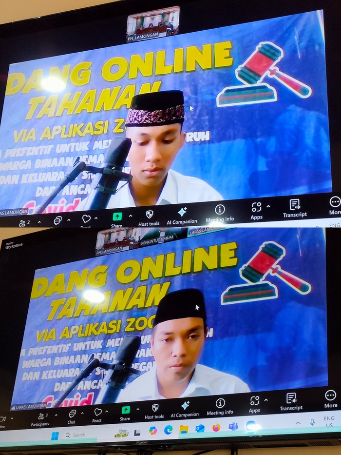 DIVONIS BERBEDA: Tegar Noval Ardianto dan M Yordan Yusuf Irfani menjalani sidang secara online. ( Istimewa/Radar Lamongan )