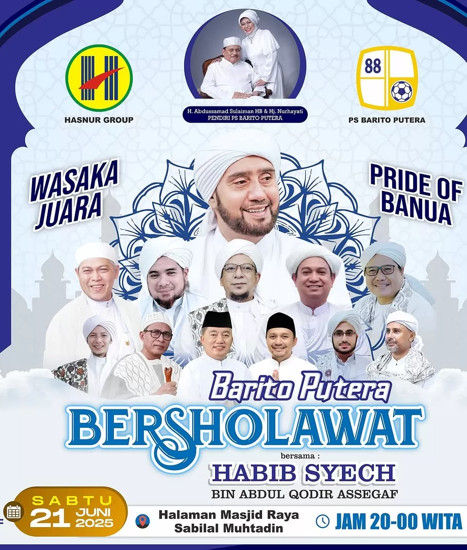 LAUNCHING TIM: Poster Barito Putera Bersholawat yang digelar Sabtu malam ini.