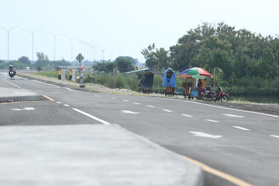 BAKAL DITERTIBKAN: Gerobak milik PKL di pinggir jalan lingkar utara JLU Lamongan. (ANJAR DWI PRADIPTA/RDR.LMG)