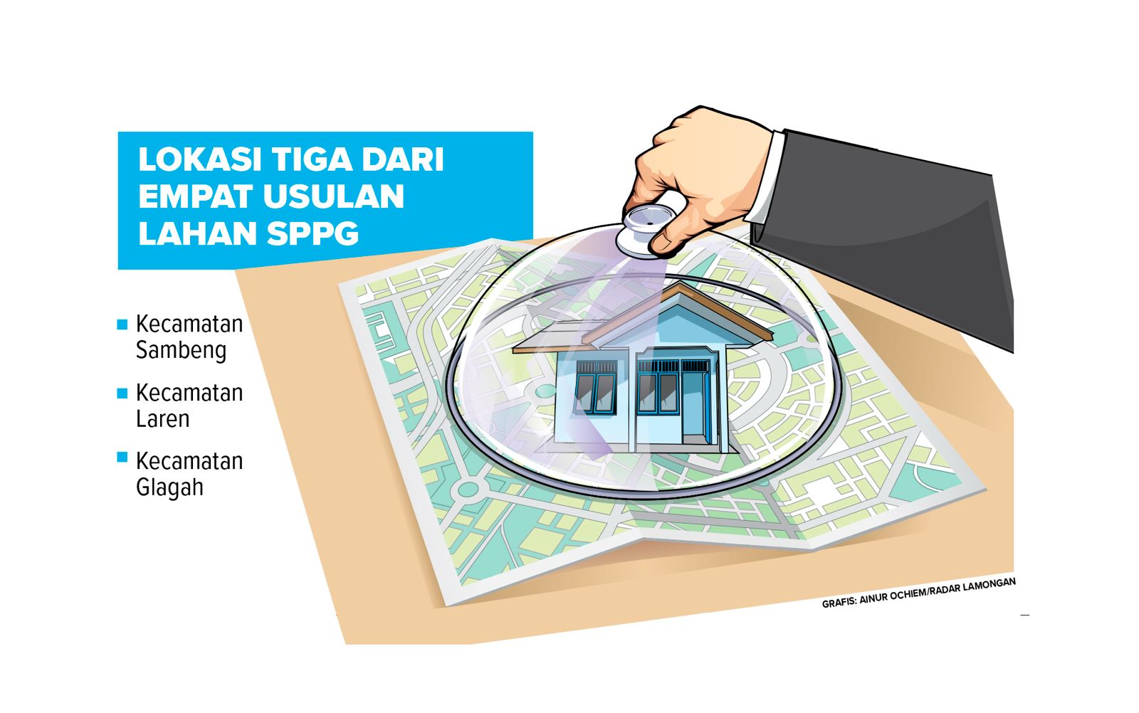 Tiga lahan yang disetujui oleh pemerintah pusat atas usulan pemkab Lamongan. (Grafis: Ainur Ochiem/Radar Lamongan)