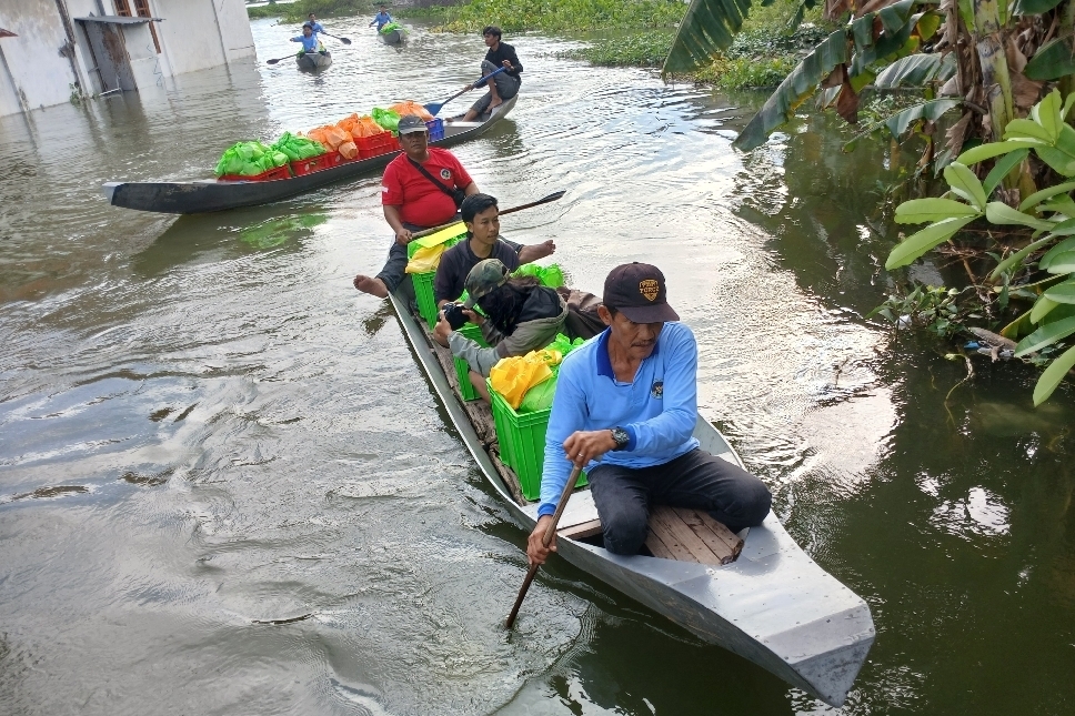 Sejumlah wilayah di Kabupaten Lamongan masih terdampak banjir akibat luapan air sungai bengawan jero.