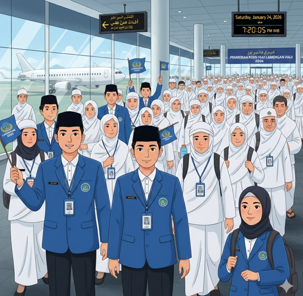 Ilustrasi calon jamaah haji yang didampingi petugas.