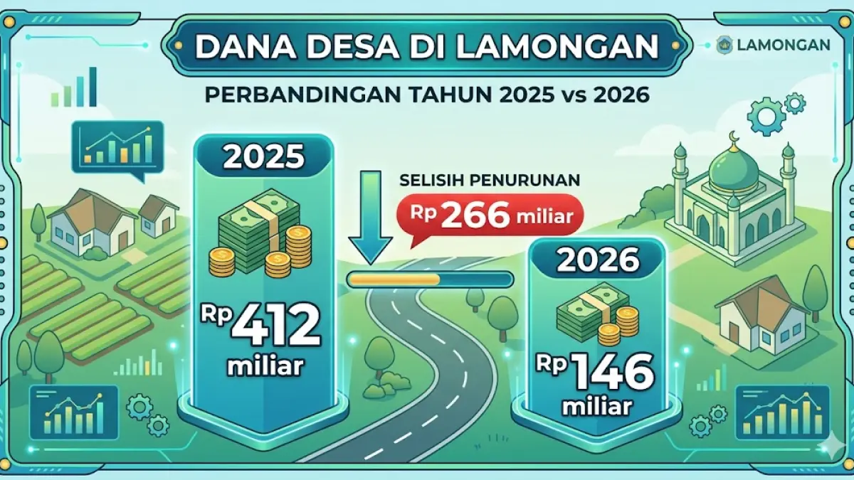 Perbandingan dana desa tahun 2025 dan tahun 2026 di Lamongan. (Google gemini) 
