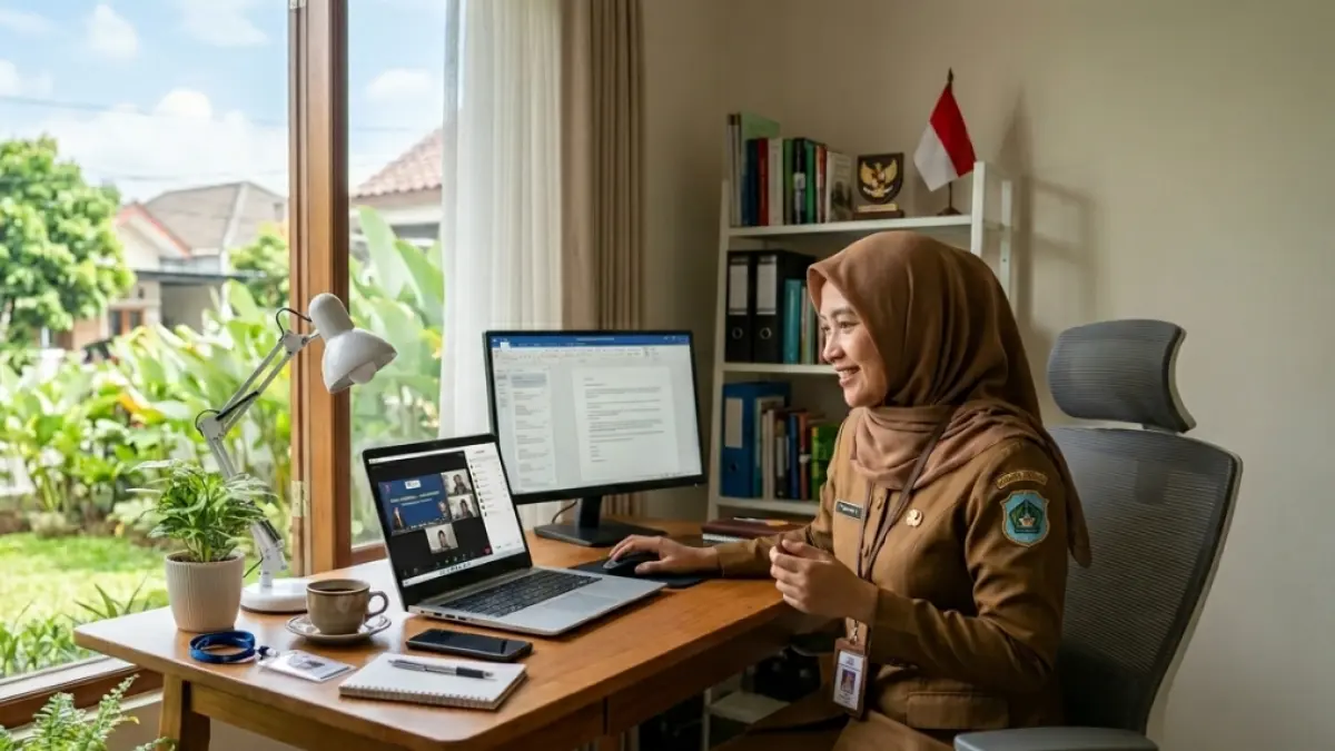 Pemkab Lamongan siap menjalankan instruksi pusat terkait WHF ASN. (GEMINI AI/RADAR LAMONGAN)