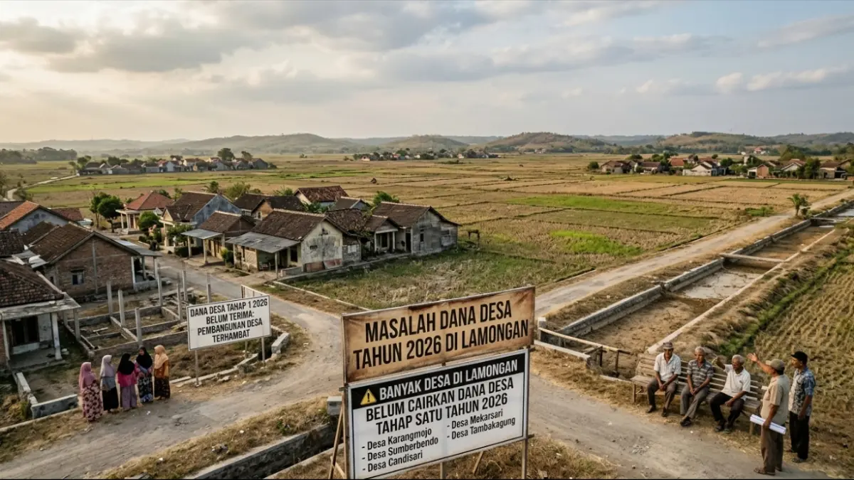 Saat ini yang sudah salur DD tahap satu di Lamongan sekitar 298 desa. (GEMINI AI/RADAR LAMONGAN)