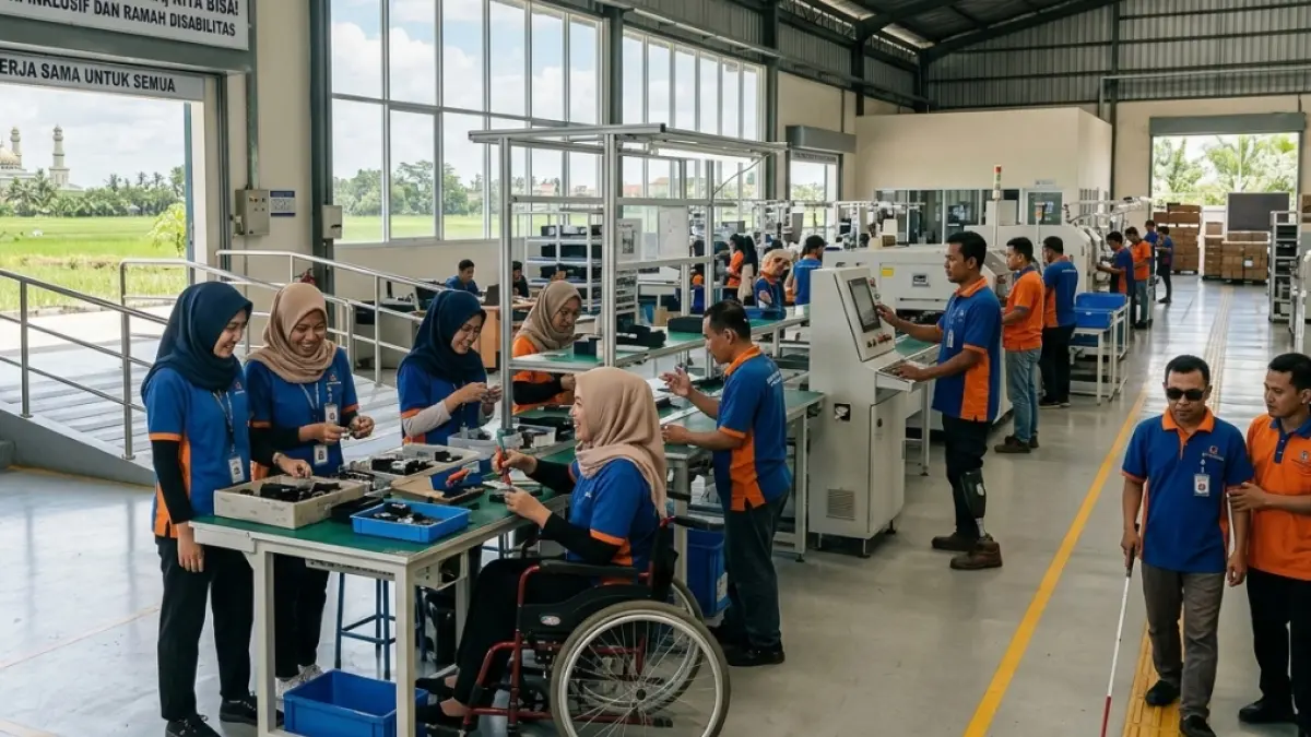 Disnaker Lamongan menekankan perusahaan untuk memberi peluang kepada peyandang disabilitas. (GEMINI AI/RADAR LAMONGAN)