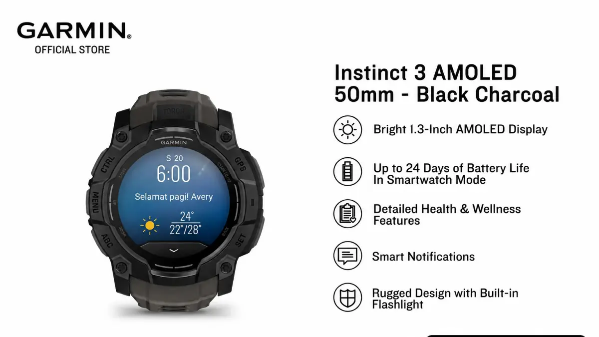 Garmin Instinc 3 series menghadirkan berbagai fitur canggih. (FOTO: GARMIN OFFICIAL STORE/RADAR LAMONGAN)