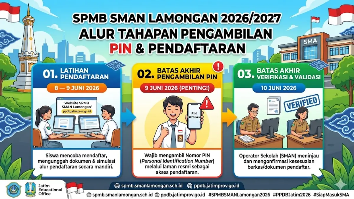 Grafis alur pengambilan PIN SPMB SMA Negeri di Lamongan. (Google gemini) 