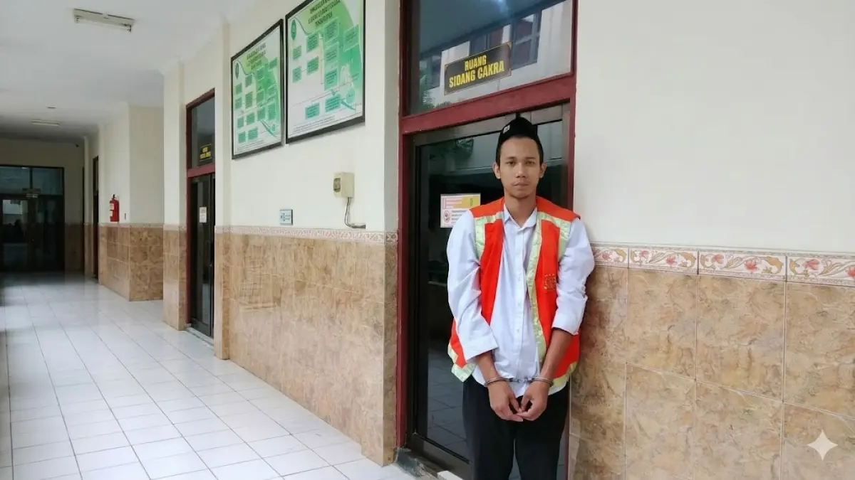 DITUNTUT SEPULUH BULAN: Hendra Mesa di Pengadilan Negeri Lamongan karena terjerat kasus pencurian motor dan HP.&nbsp;(Ahmad Asip/Radar Lamongan) 