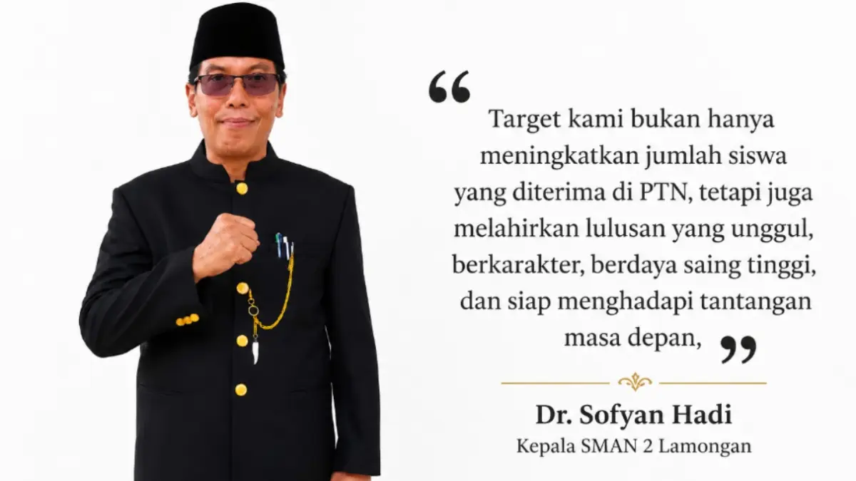 Dr. Sofyan Hadi, Kepala SMAN 2 Lamongan. (ISTIMEWA/RADAR LAMONGAN)