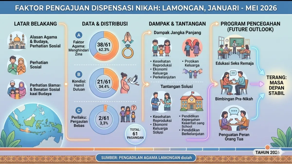 Grafis faktor penyebab nikah dini di Lamongan. (GEMINI AI/RADAR LAMONGAN)