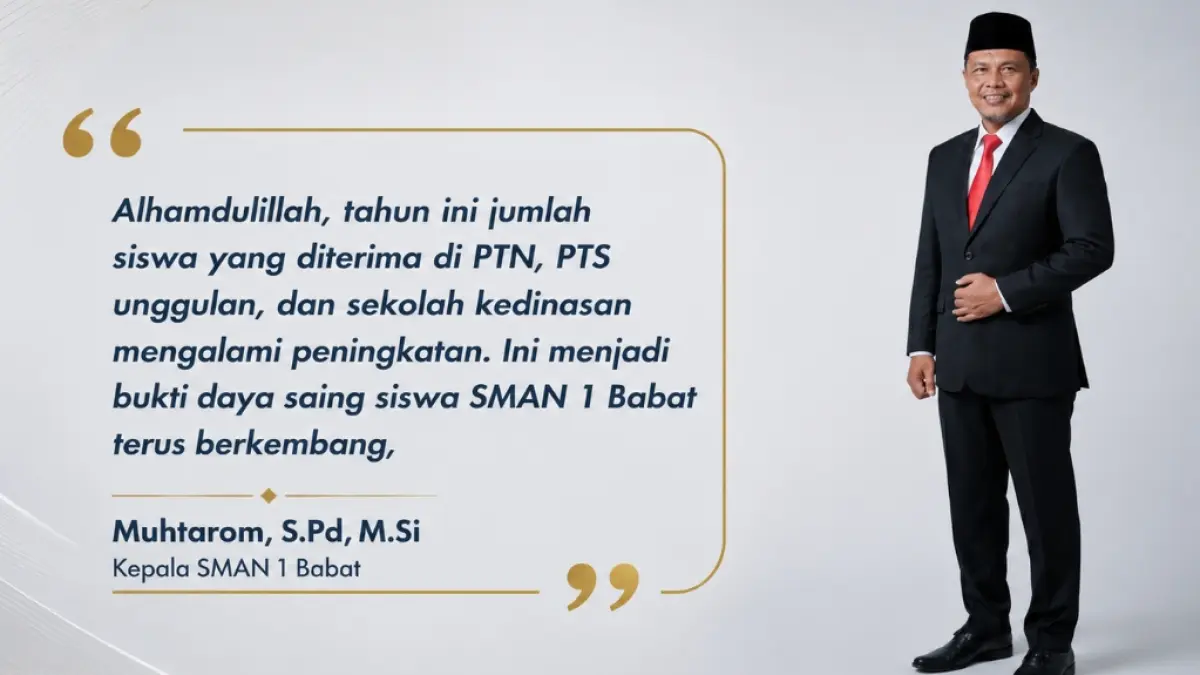 Kepala SMAN 1 Babat, Muhtarom, S.Pd, M.Si