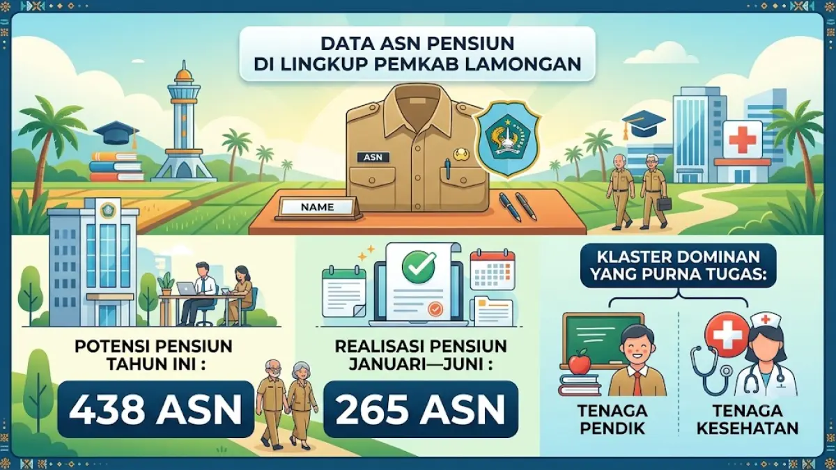 Data ASN Pensiun di lingkup Pemkab Lamongan. (Google Gemini) 