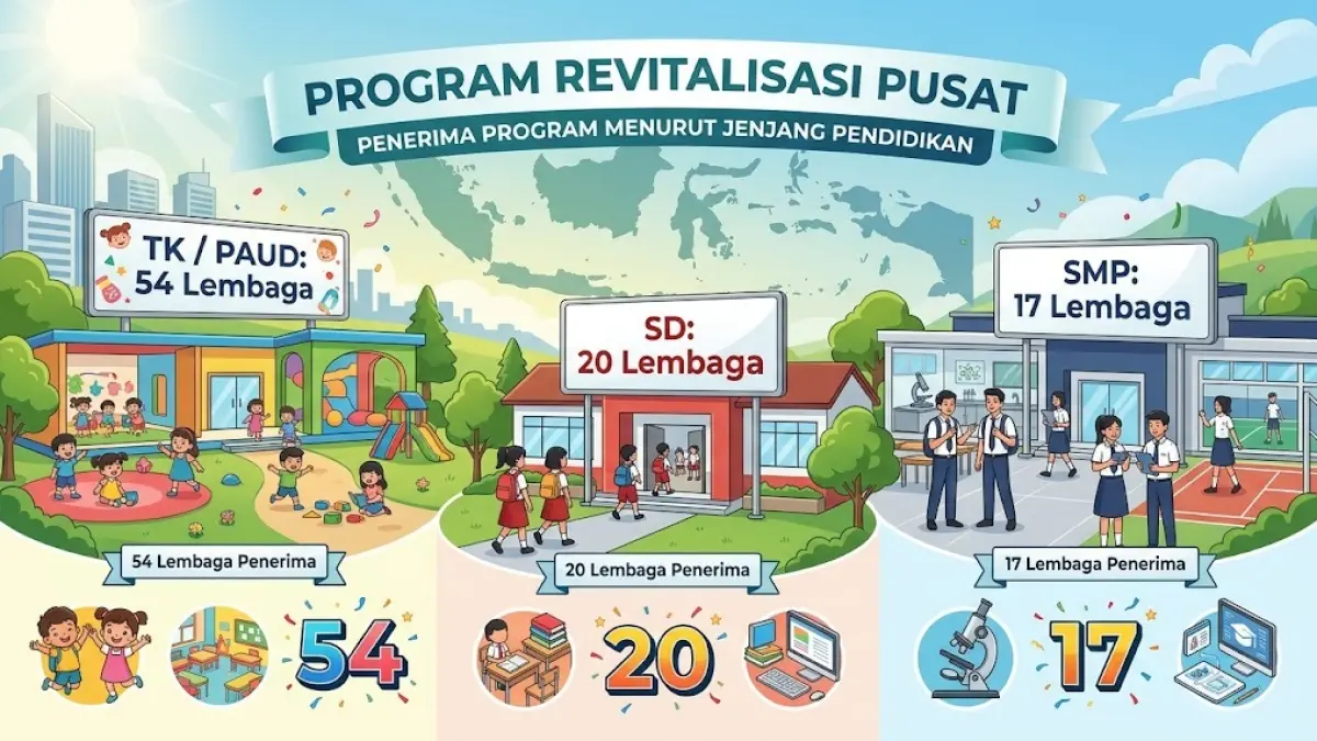 91 Lembaga Pendidikan di Kabupaten Lamongan mulai Jenjang PAUD/TK hingga SMP menerima program revitalisasi dari Kemndikbudristek. (Google Gemini) 