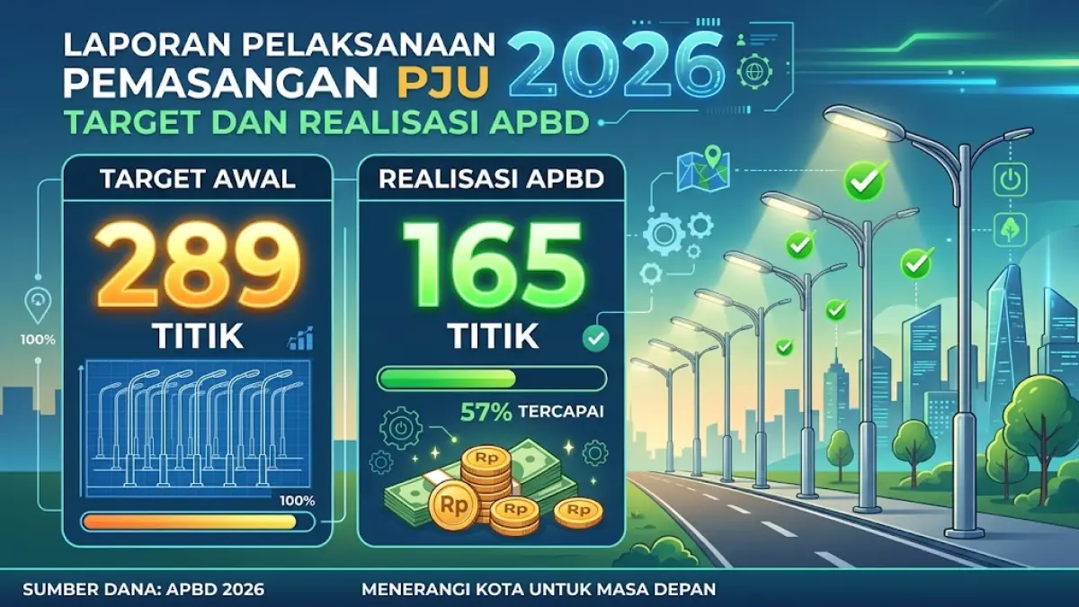 Pemasangan PJU di Lamongan 2026. (Gemini AI)