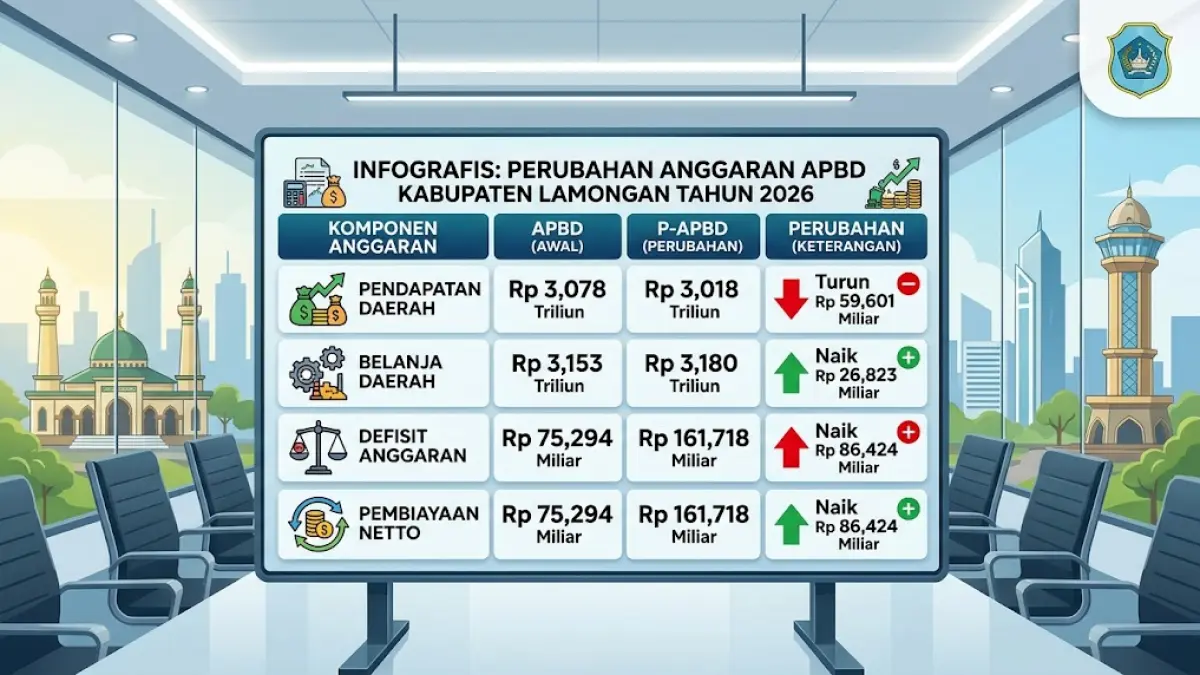 Gratis perubahan anggaran APBD Kabupaten Lamongan 2026. (Gemini AI)